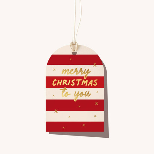 Merry Christmas to You Striped Single Luxe Gift Tag - Elm Paper - Mandi at Home