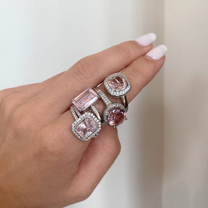Phoebe Pink & White Cubic Zirconia Silver Ring - Mandi at Home