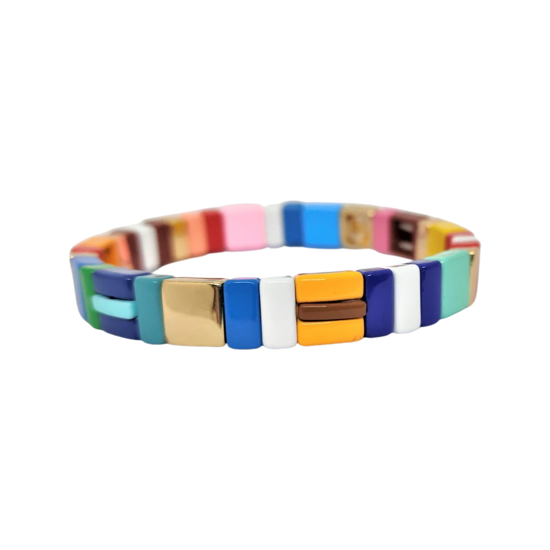 Enamel Rainbow Tile Bead Bracelet - Small - A Fox Called Wilson - Mandi at Home