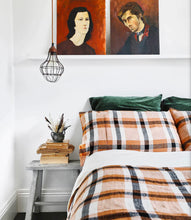 Load image into Gallery viewer, Coffee and Cream Tartan Linen Quilt Cover - Kip &amp; Co - Mandi at Home