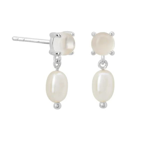 Sterling Silver Small Pearl Drop Earrings - Mandi at Home
