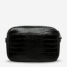 Load image into Gallery viewer, Plunder with Webbed Strap Cross Body Bag - Black Croc Emboss - Mandi at Home