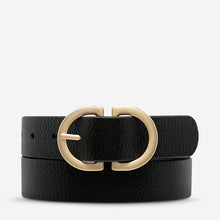 Load image into Gallery viewer, In Reverse Women&#39;s Black/Gold Leather Belt - Mandi at Home