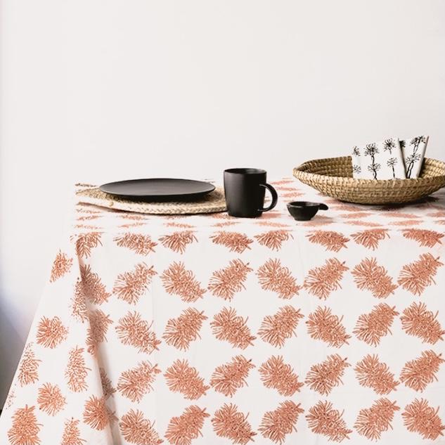 Bottlebrush Organic Cotton Tablecloth - Ochre - Mandi at Home