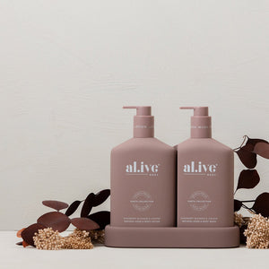 Wash and Lotion Duo + Tray - Raspberry Blossom and Juniper - al.ive body - Mandi at Home
