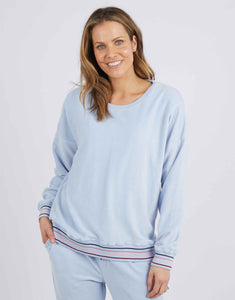 Elm Silvana Velour Crew Sweater - Sky - Mandi at Home